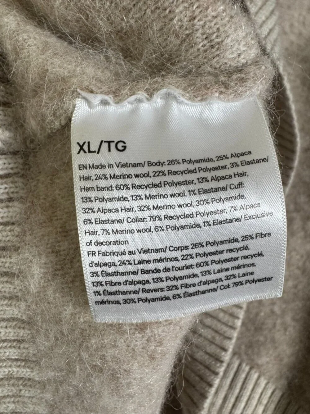 Lululemon Alpaca Wool Blend V-Neck Sweater Beige Womens XL Heathered White Opal - Picture 6 of 16